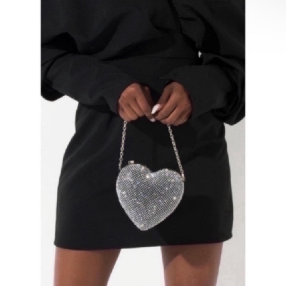 Badgley Mischka Heart Shape Rhinestone Clutch View 6